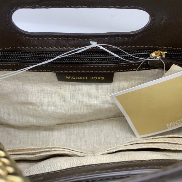 Michael Kors Straw Rosalie Leather Trim Small Crossbody Clutch Bag Purse - Picture 12 of 12